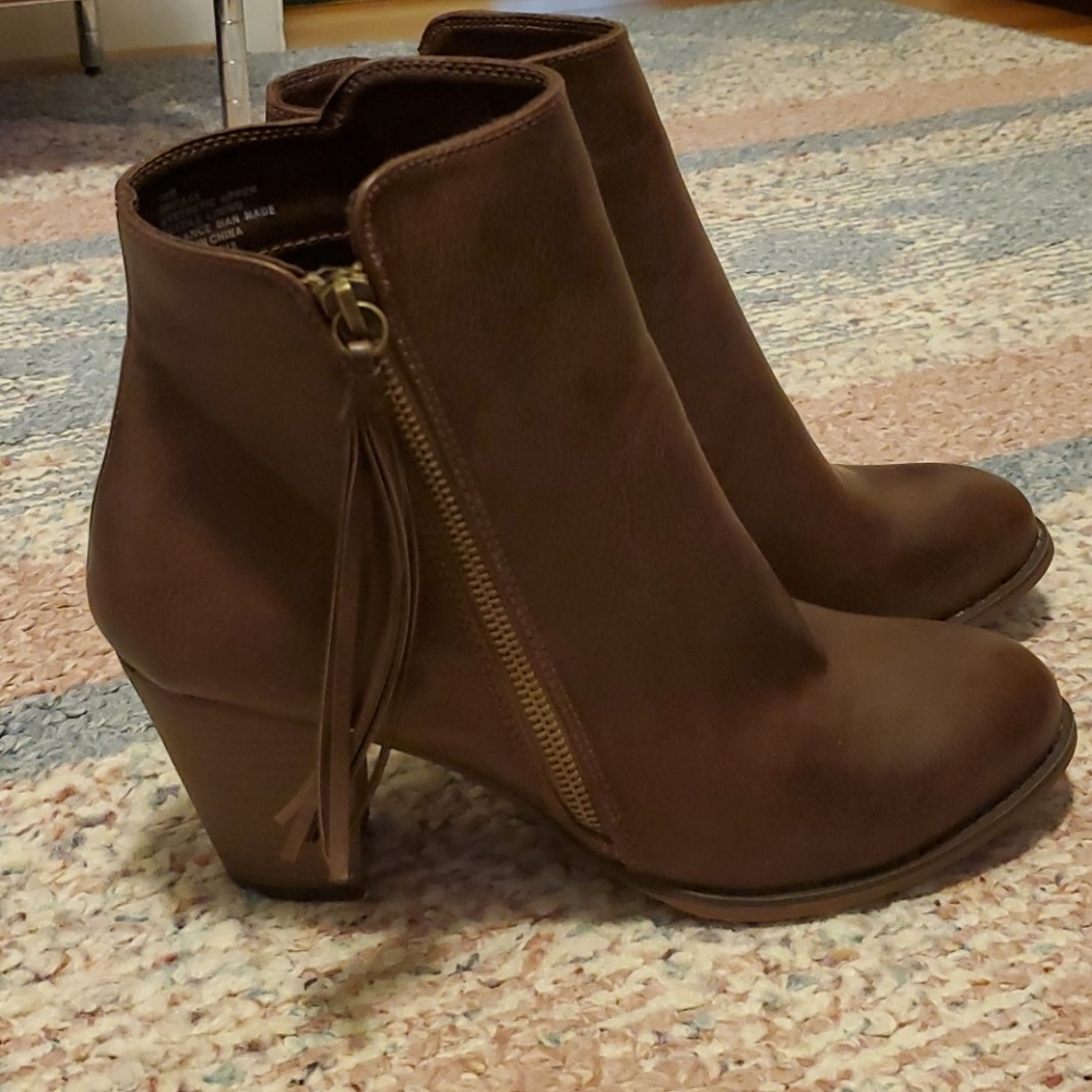 Nine West Vegan Leather Brown Booties